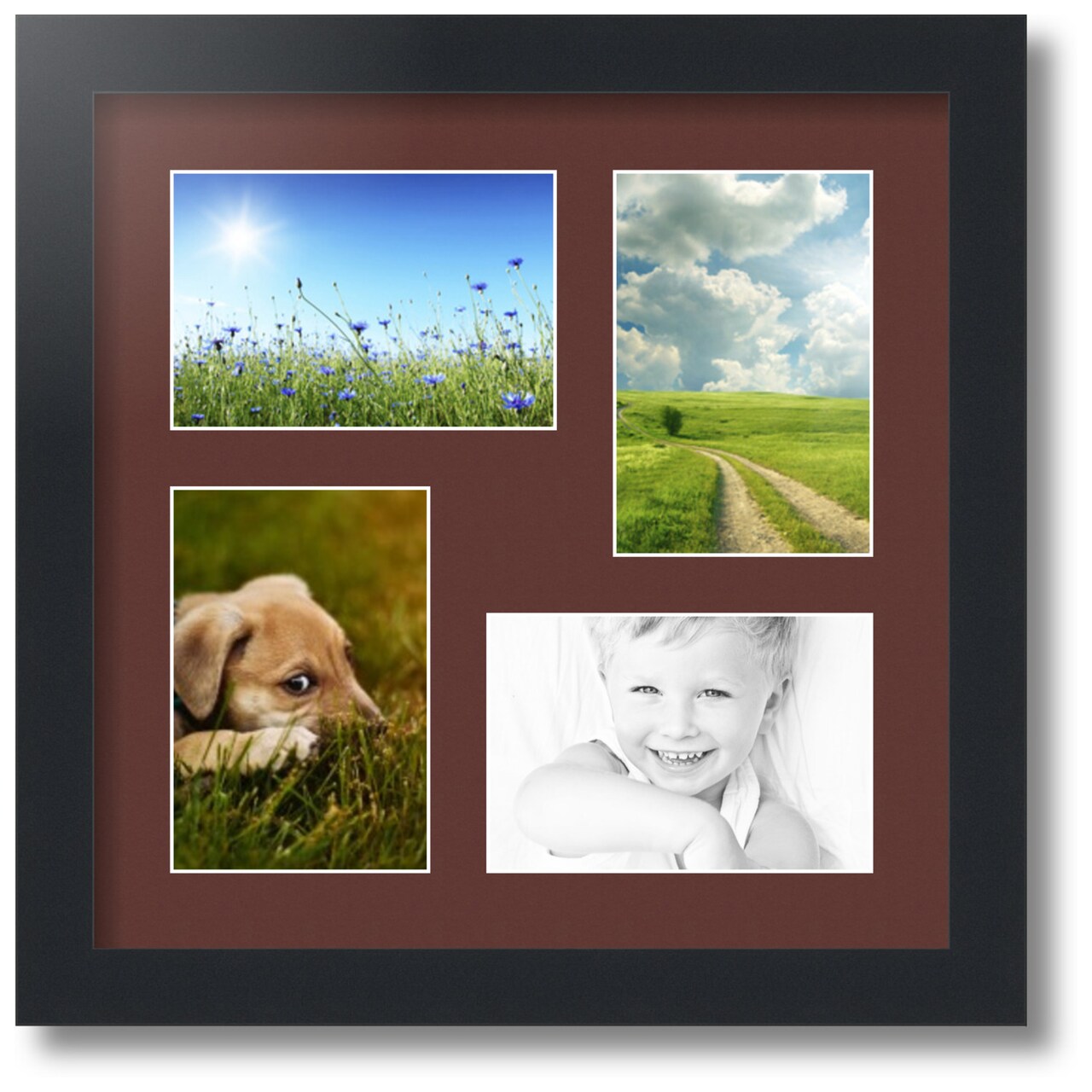 ArtToFrames Collage Photo Picture Frame with 4 - 4x6 inch Openings, Framed in Black with Over 62 Mat Color Options and Regular Glass (CSM-3926-178)